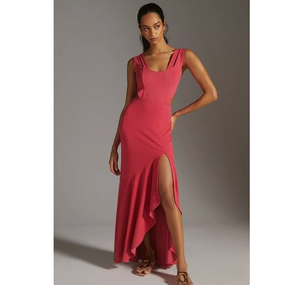 New Anthropologie Maeve Open-Back Knit Maxi Dress $170 XXS 2XS Red - Picture 1 of 6